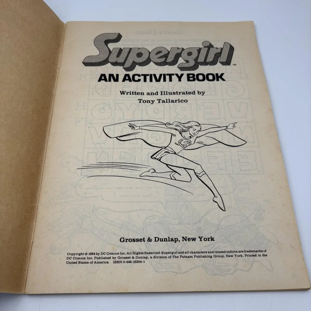 Vintage Supergirl An Activity Book Tony Tallarico‎ 1984 Grosset Dunlap DC Comics